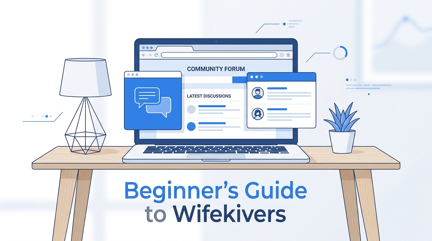 Beginner's Guide to Wifekivers illustration with a laptop showing a community forum